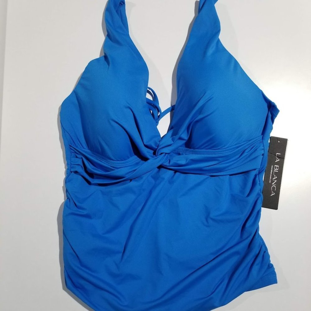La Blanca Island Goddess Twist Tankini Top in Capri Blue - Picture 5 of 7